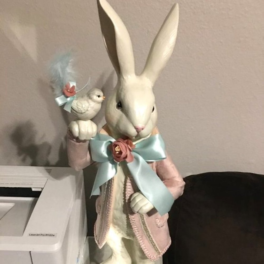 K&K Interiors Velvet Rabbit 21 Inches Tall,  New Rare Collectible